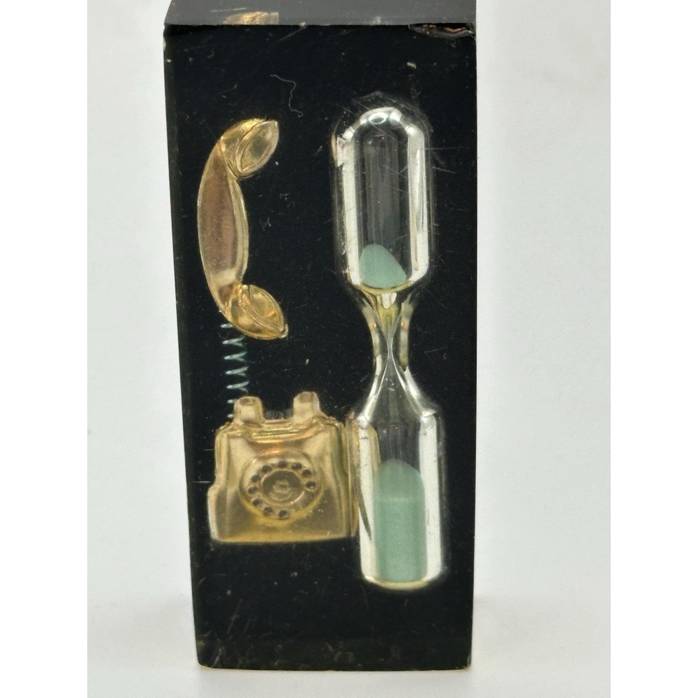 Vintage Plastic Desk Novelty-mini Rotary Telephone-& Hourglass Timer Retro Decor